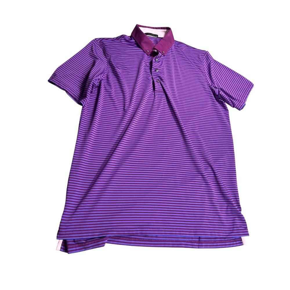 Greyson Golf Polo Shirt Mens Large Purple Burgundy‎ Stripe Performance